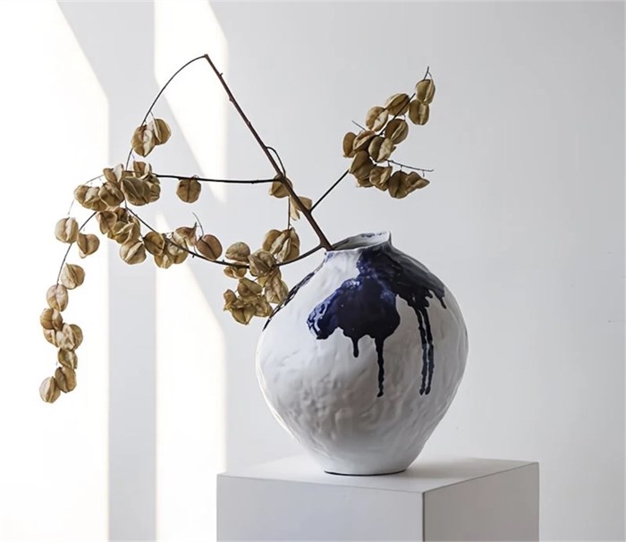 Дизайнерская керамическая ваза «Indigo Splash» (Wabi-Sabi Premium Edition) 10037 - Onlainsale HOME