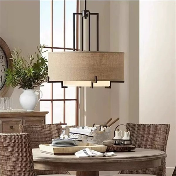 Подвесная люстра в стиле американская классика «Гринвич» (Linen Drum Pendant Light) 10091 - Onlainsale HOME
