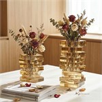 Хрустальная геометрическая ваза-подсвечник Amber Cubes (Янтарный Кристалл) 10056 - Onlainsale HOME