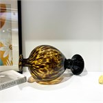 Дизайнерская стеклянная ваза «Amber Tortoise» / Эстетичный янтарный кувшин на ножке 10066 - Onlainsale HOME