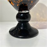 Дизайнерская стеклянная ваза «Amber Tortoise» / Эстетичный янтарный кувшин на ножке 10066 - Onlainsale HOME
