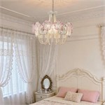 Изящная французская люстра с розовыми лепестками и жемчугом 10190 - Onlainsale HOME